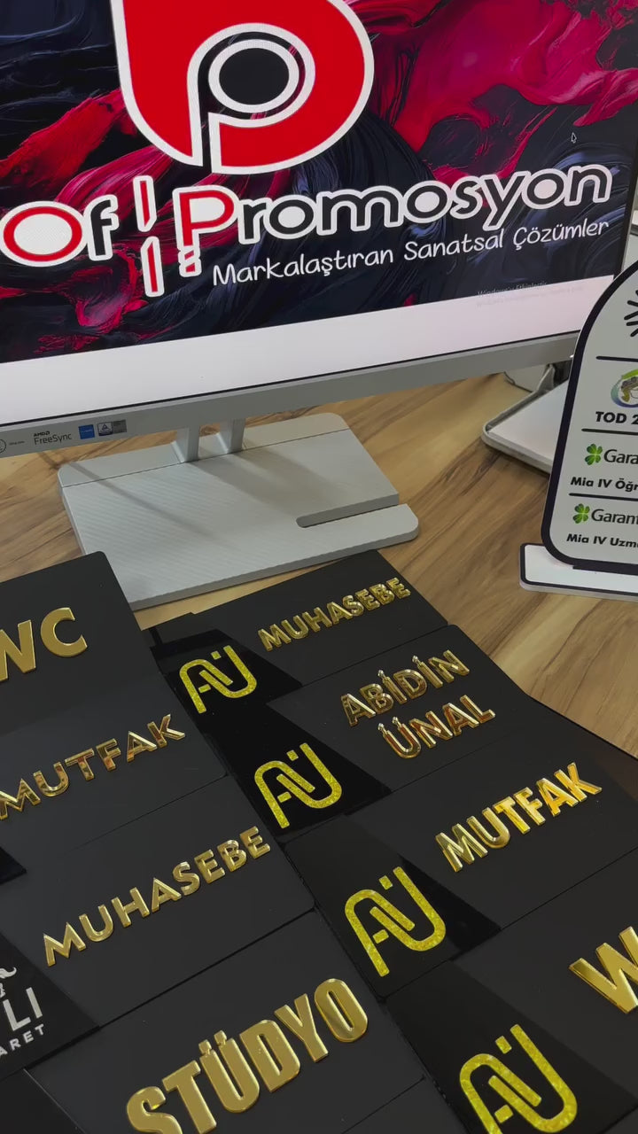 İşletmelere Özel 3D Kapı ve Yönlendirme Levhası | Lazer Kesim – Şık ve Dayanıklı Tasarım